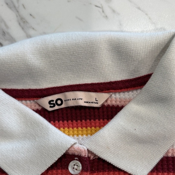 SO Women's Multicolor Striped Polo Blouse - Picture 2 of 10